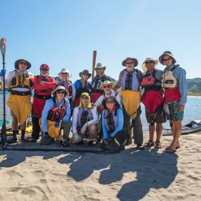 baja kayaking group photo by paddling south